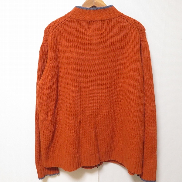 #wxc カールヘルム KarlHelmut カーディガン L オレンジ ニット ジップアップ 刺繍 ロゴ シンプル メンズ [876692]