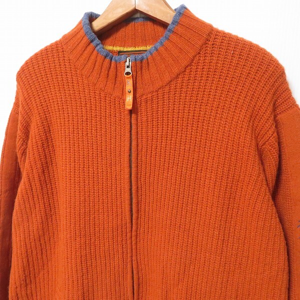 #wxc カールヘルム KarlHelmut カーディガン L オレンジ ニット ジップアップ 刺繍 ロゴ シンプル メンズ [876692]