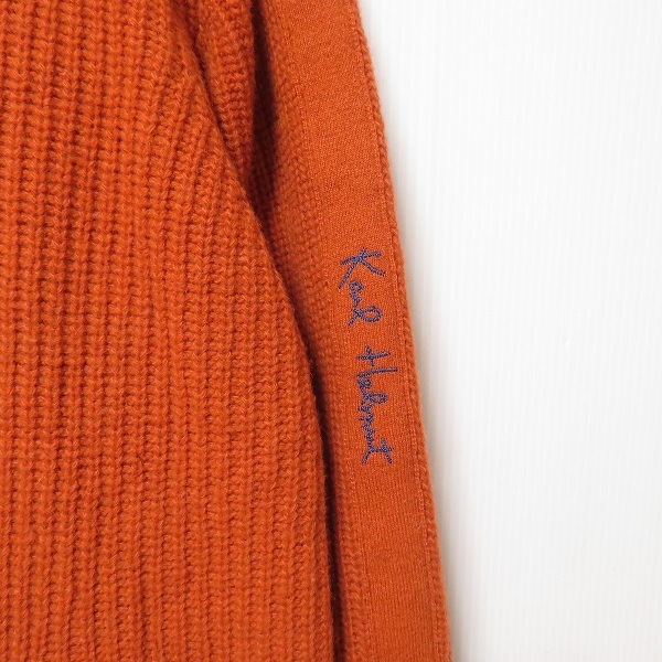 #wxc カールヘルム KarlHelmut カーディガン L オレンジ ニット ジップアップ 刺繍 ロゴ シンプル メンズ [876692]