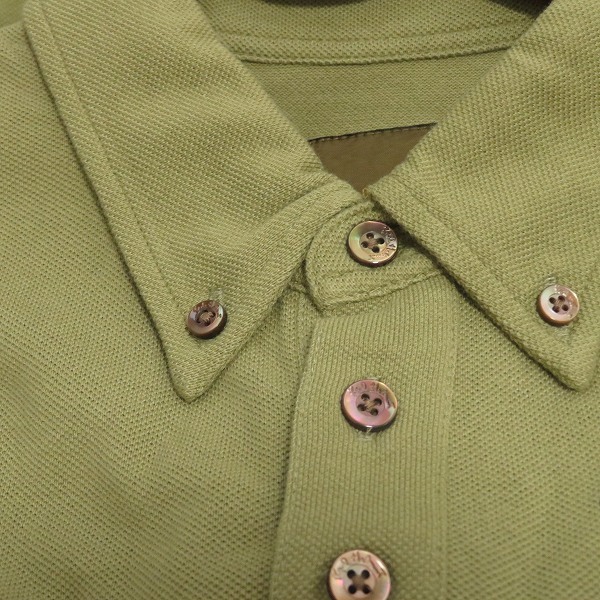 #snc カールヘルム KarlHelmut ポロシャツ L カーキ系 ボタンダウン 半袖 刺繍 ワッペン 動物 キリン シマウマ ロゴ メンズ [877057]