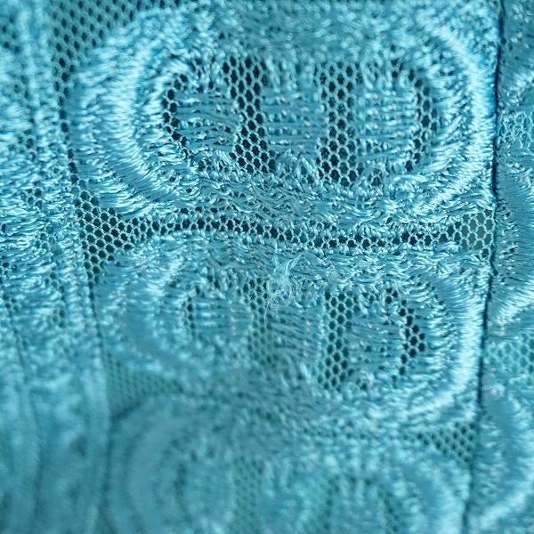 #anc イタリヤ 伊太利屋 カーディガン 9A2 青系 レース 刺繍 羽織 シースルー レディース [917314]