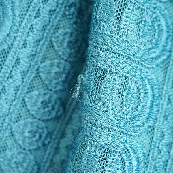 #anc イタリヤ 伊太利屋 カーディガン 9A2 青系 レース 刺繍 羽織 シースルー レディース [917314]