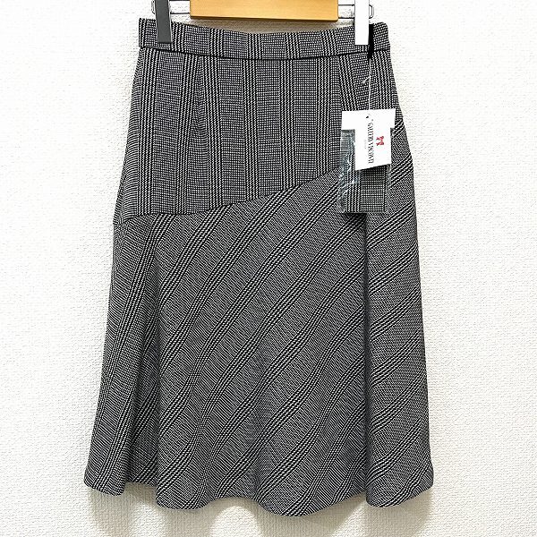 #anc ギャラリービスコンティ GALLERYVISCONTI スカート 2 黒 白 チェック サイドジップ タグ付き 美品 レディース [920345]