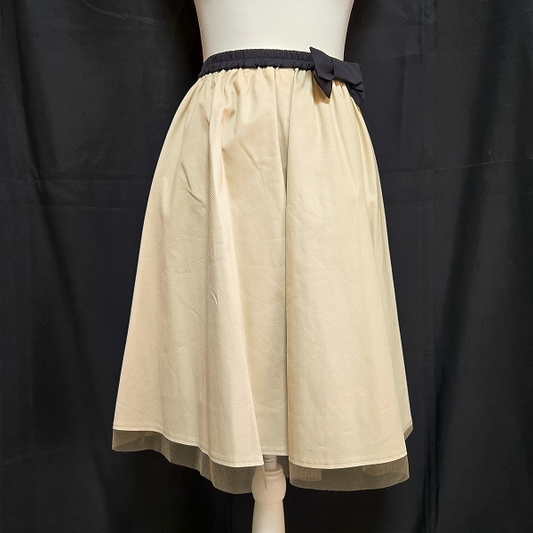#anc ギャラリービスコンティ GALLERYVISCONTI スカート 2 ベージュ 黒 ギャザー リボン チュール レディース [899640]