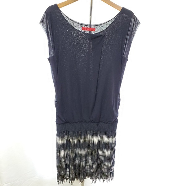 #snc ヴィヴィアンタム VIVIENNETAM ワンピース 0 黒 白 パワーネット ノースリーブ 切替 レディース [893640]