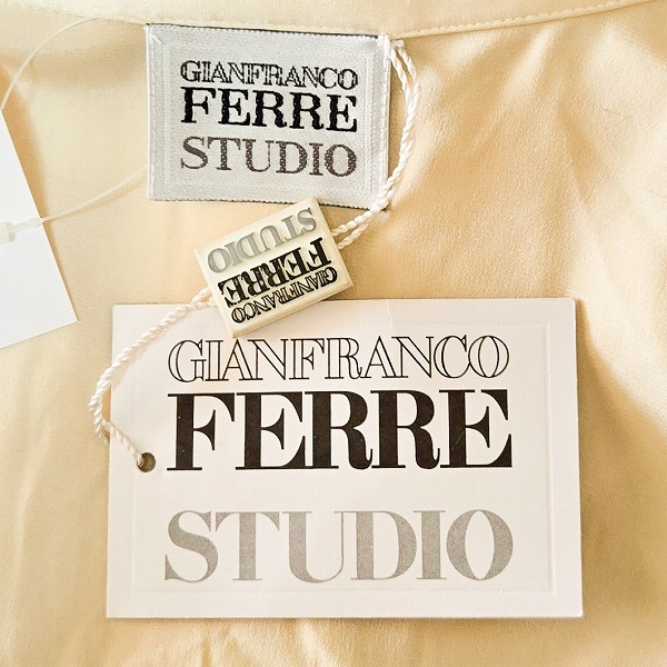 #anc ジャンフランコフェレ GIANFRANCOFERRE シャツ ブラウス 46 シャンパンゴールド シルク 大きいサイズ レディース [883728]