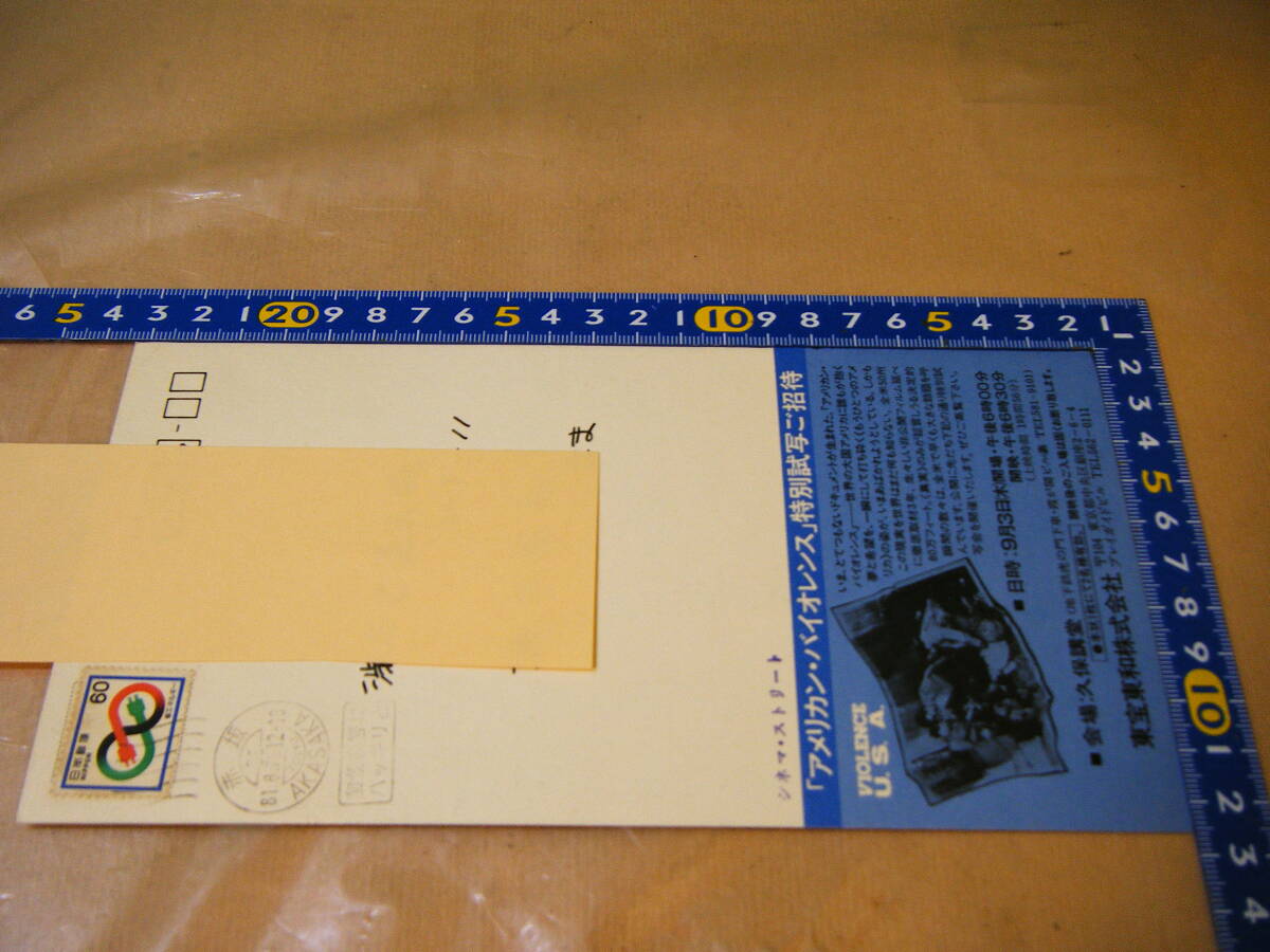 BE27◆送料無料◆希少『 アメリカン・バイオレンス U.S.A 』ドキュメント ハガキ 試写ご招待 当時物 非売品◆検= 映画チラシ_画像4