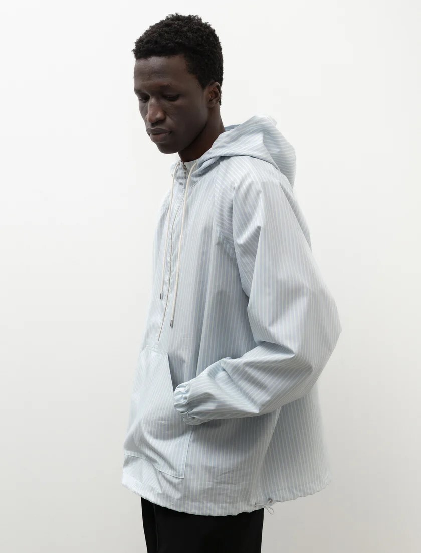 AURALEE オーラリー FINX POLYESTER STRIPE HOODED ZIP P/O BLUE サイズ5　状態美品　23SS