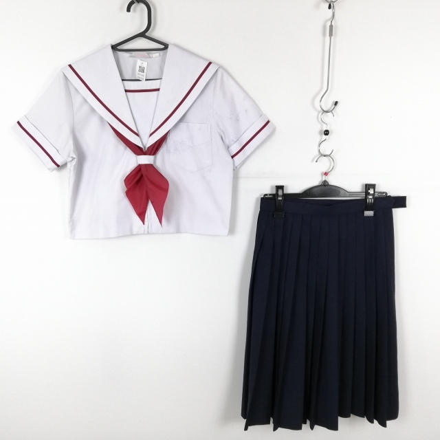 1円 セーラー服 スカート スカーフ 上下3点セット 165B 大きいサイズ 夏物 半袖 白3本線 女子 学生服 中学 高校 白 中古 ランクC EY6599 1円 セーラー服 スカート スカーフ 上下3点セット 165B 大きいサイズ 夏物 半袖 白3本線 女子 学生服 中学 高校 白 中古 ランクC EY6599