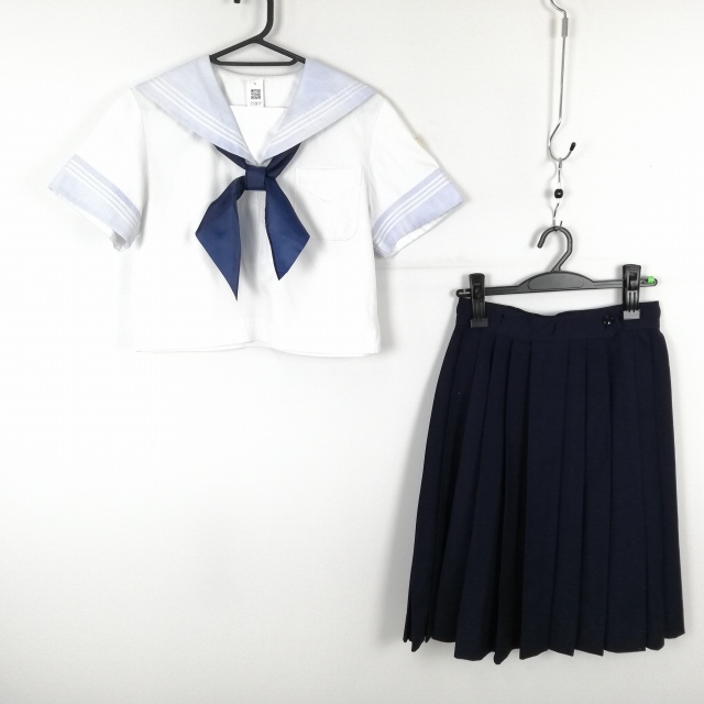 1円 セーラー服 スカート スカーフ 上下3点セット 165B 大きいサイズ 夏物 半袖 白3本線 女子 学生服 中学 高校 白 中古 ランクC EY6599 1円 セーラー服 スカート スカーフ 上下3点セット 165B 大きいサイズ 夏物 半袖 白3本線 女子 学生服 中学 高校 白 中古 ランクC EY6599