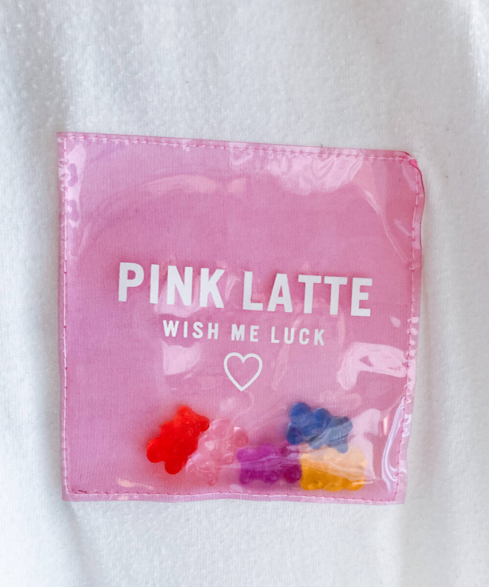ワールド　PINK-latte　グミベア　クリア　ポケット　ガールズ　ロゴ　メッシュ袖　半袖　Tシャツ　トップス　カットソー　S 140