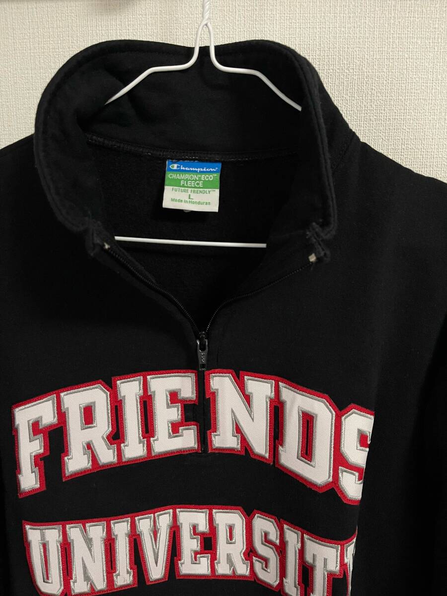 チャンピオン Champion　ハーフジップ スウェット トレーナー 黒　USA　Friends University　カンザス州_画像5