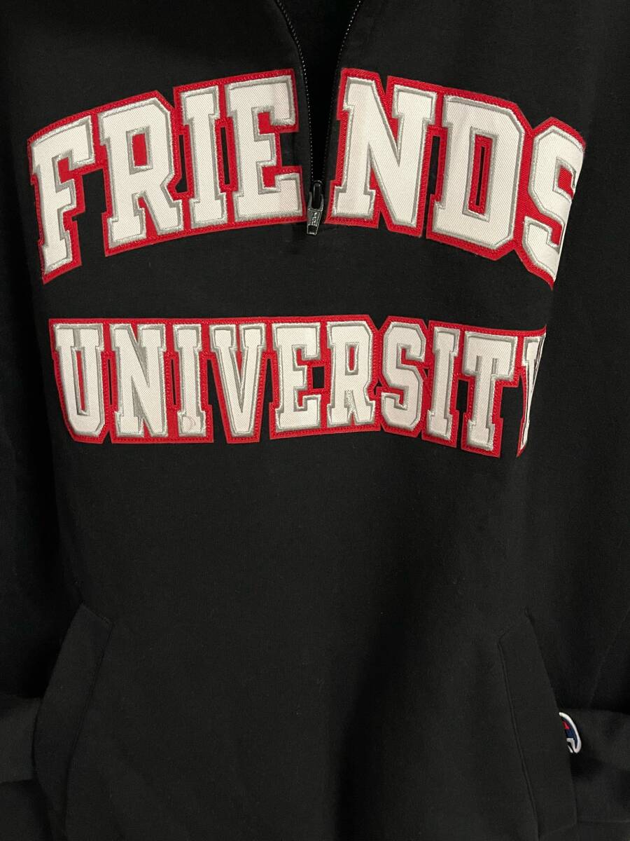 チャンピオン Champion　ハーフジップ スウェット トレーナー 黒　USA　Friends University　カンザス州_画像9
