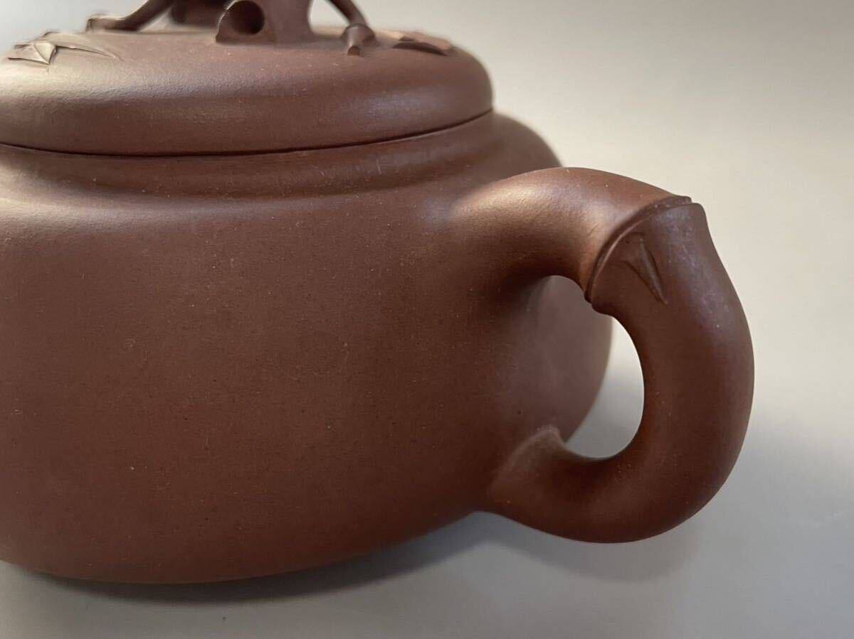 煎茶道具 唐物 朱泥 竹図 在印 在銘 急須 紫砂 茶器 茶壷 紫泥