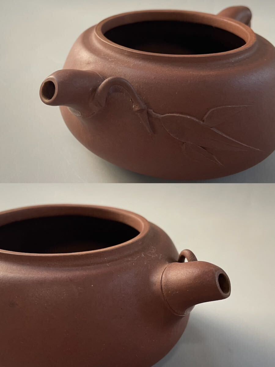 煎茶道具 唐物 朱泥 竹図 在印 在銘 急須 紫砂 茶器 茶