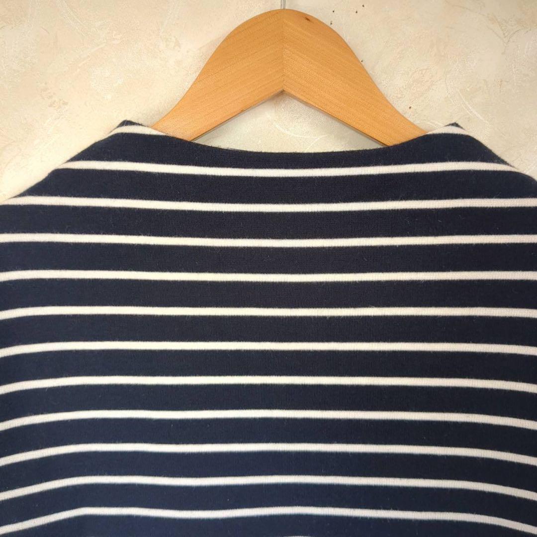 【F】ショコラフィネローブ カットソー ボーダー ネイビー ホワイト_画像4