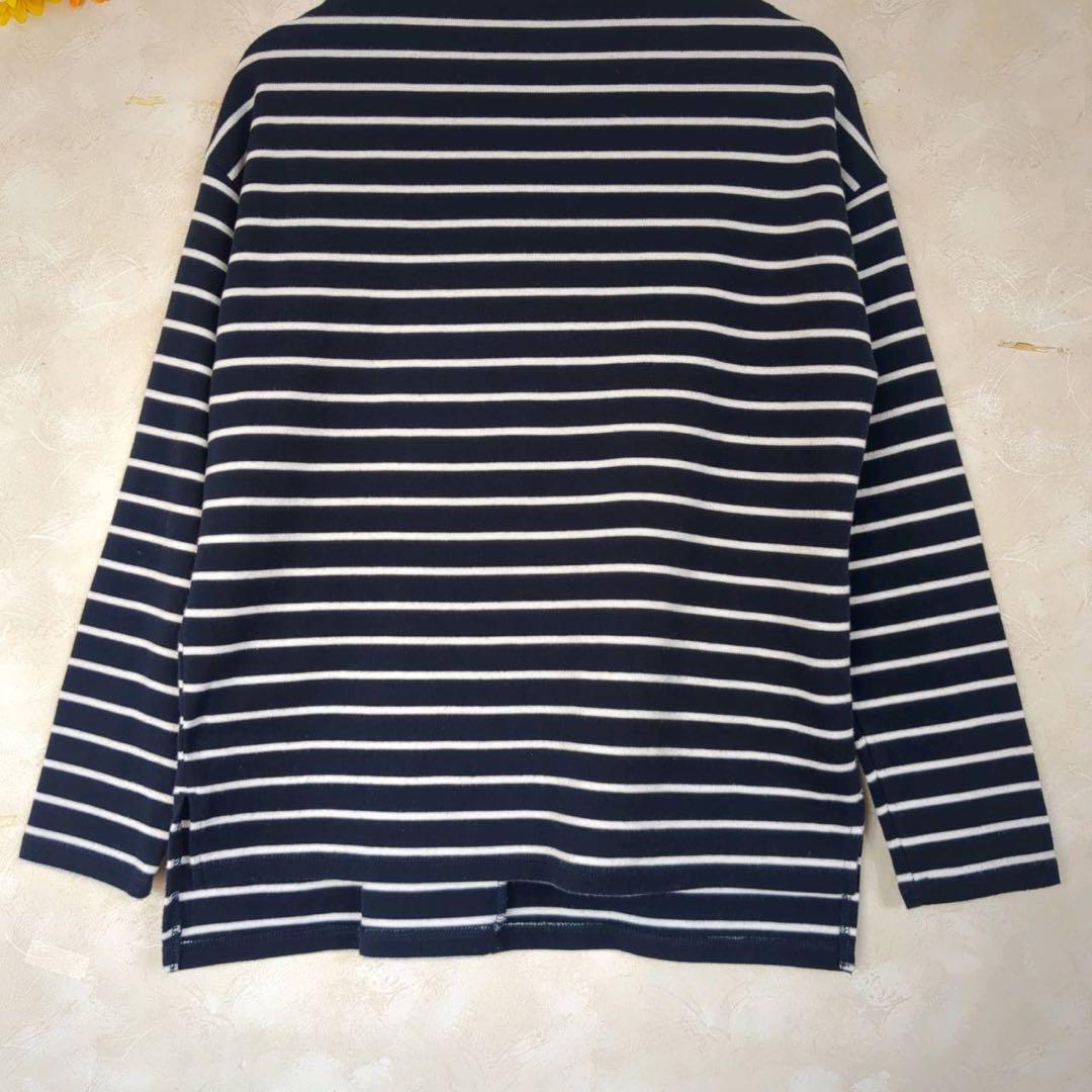 【F】ショコラフィネローブ カットソー ボーダー ネイビー ホワイト_画像6