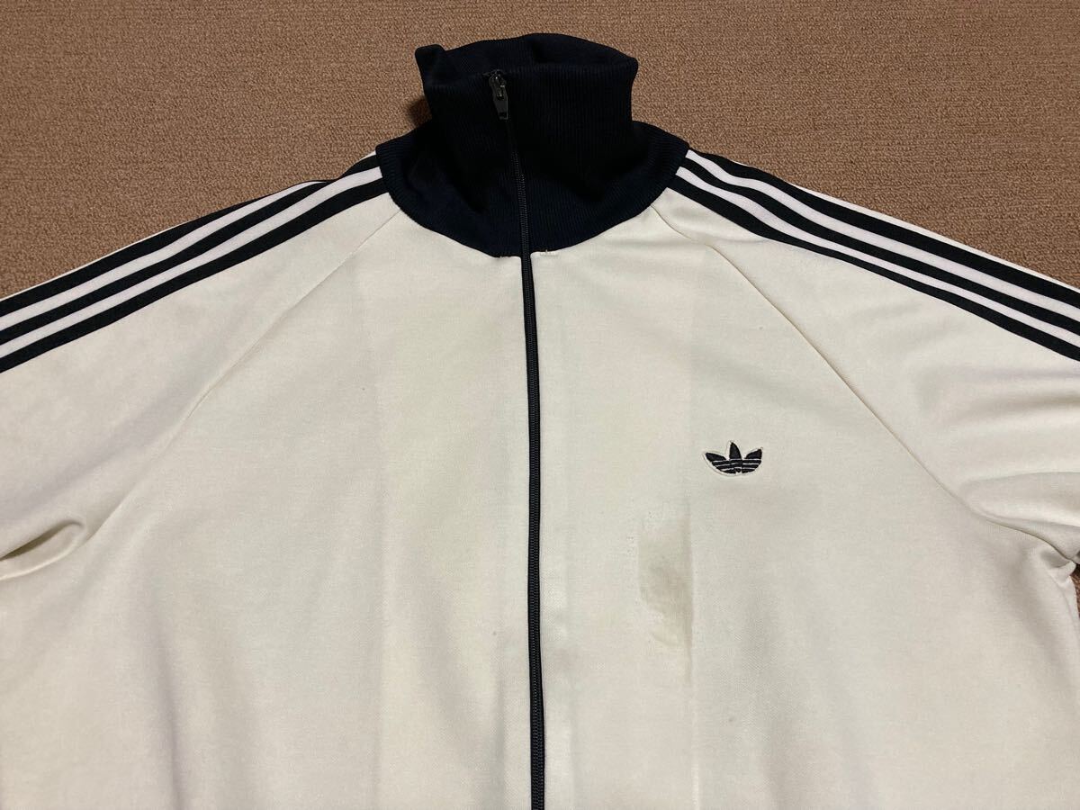 80s adidas デサント トラックジャケット 5号 ホワイト ブラック 80s adidas デサント トラックジャケット 5号 ホワイト ブラック