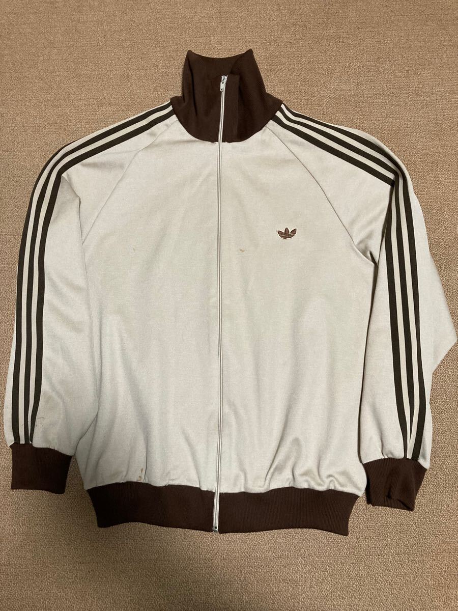 80s adidas デサント トラックジャケット ベージュ ブラウン 7号 80s adidas デサント トラックジャケット ベージュ ブラウン 7号