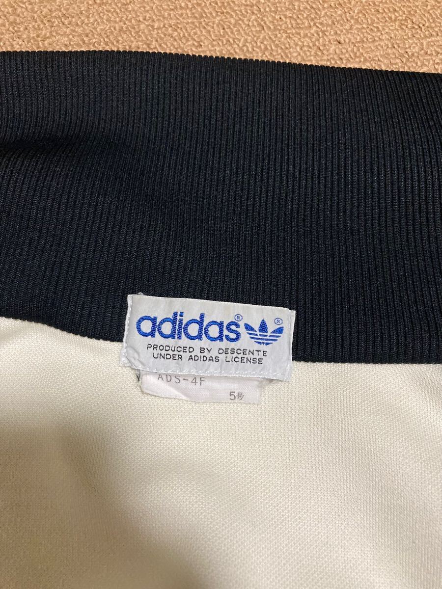 80s adidas デサント トラックジャケット 5号 ホワイト ブラック 80s adidas デサント トラックジャケット 5号 ホワイト ブラック