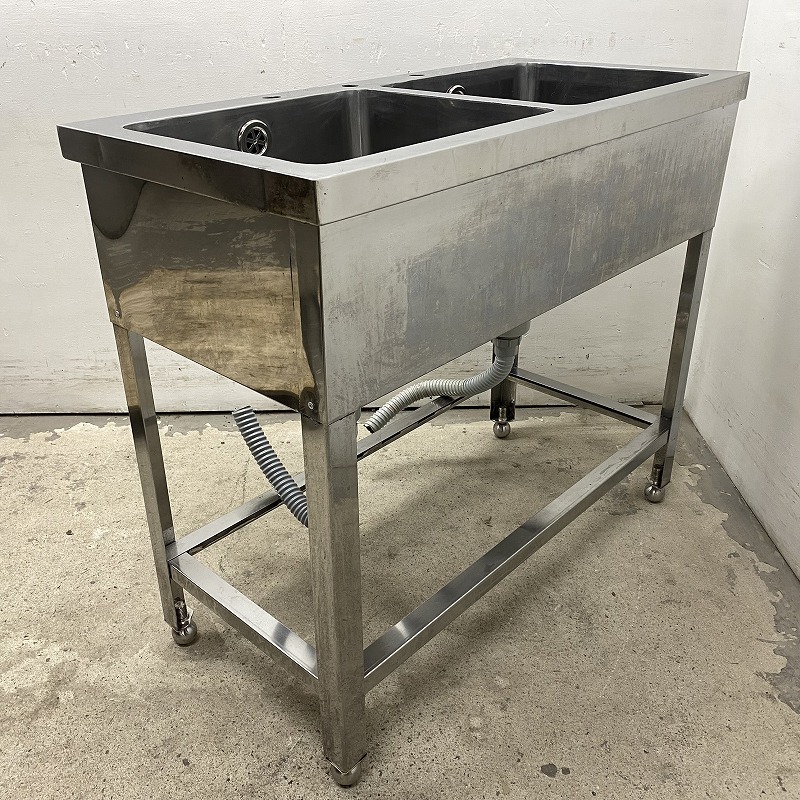 ★DK2507 | 2槽シンク W900×D450×H800mm 厨房用 業務用 中古 ステンレス 流し台