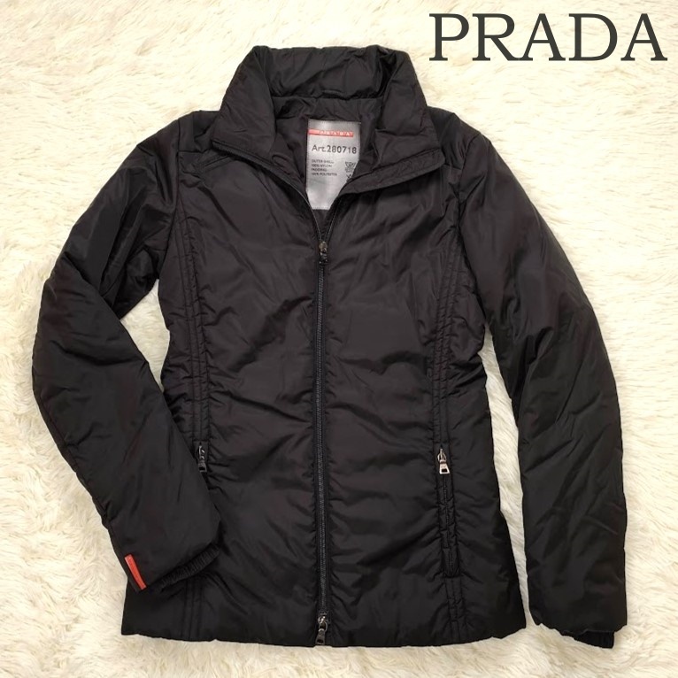 PRADA プラダ ダウンジャケット Tg 40 ブラック 黒 ナイロン PRADA プラダ ダウンジャケット Tg 40 ブラック 黒 ナイロン