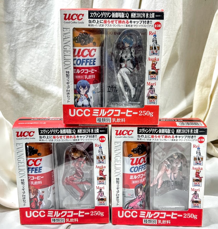 UCC 空き缶×エヴァンゲリオン コラボ 特製フィギュア 綾波 レイ アスカ マキ 全3種 未開封 ヱヴァンゲリヲン エヴァ used コレクション