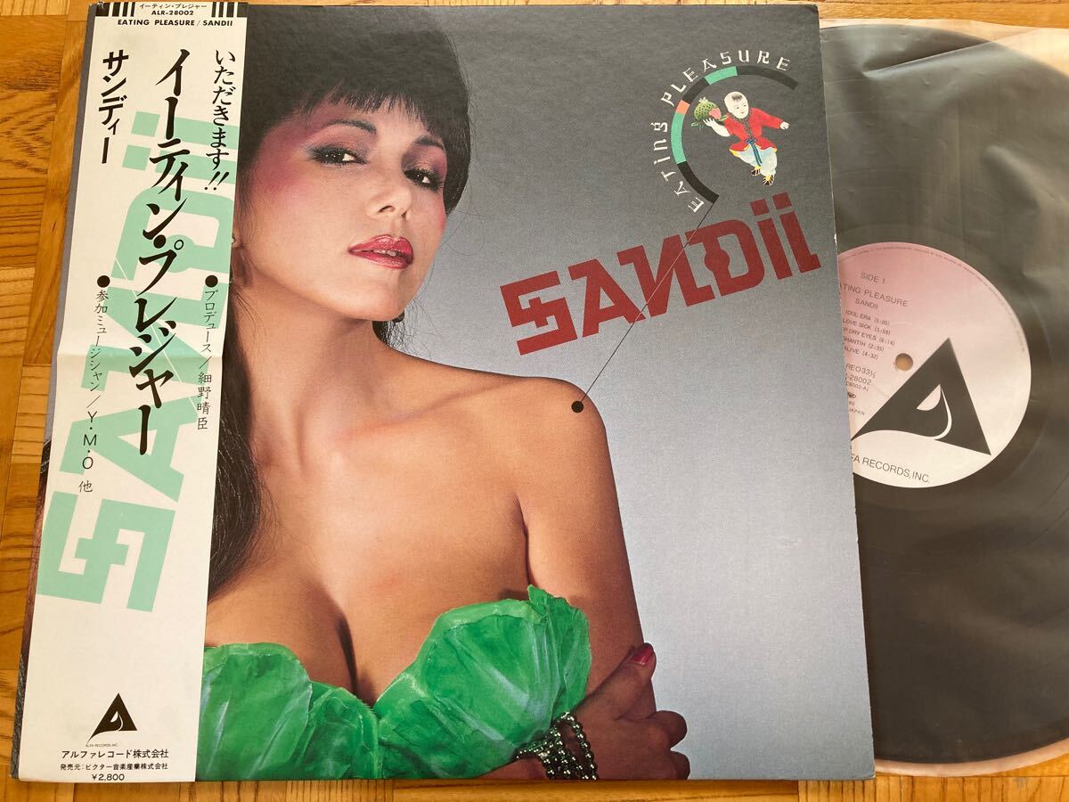 【良品】LP サンディー / イーティン・プレジャー 帯付　坂本龍一　細野晴臣