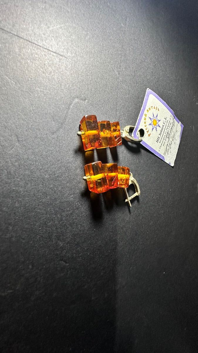 琥珀ピアス、ナチュラルエンバ、ロシア琥珀イヤリング_画像2