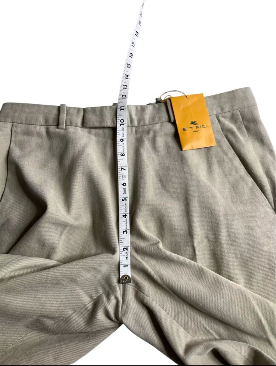 ETRO パンツ メンズ W34L30ベージュ コットン チノ カーキ フラットフロントフレックス イタリア製_画像3