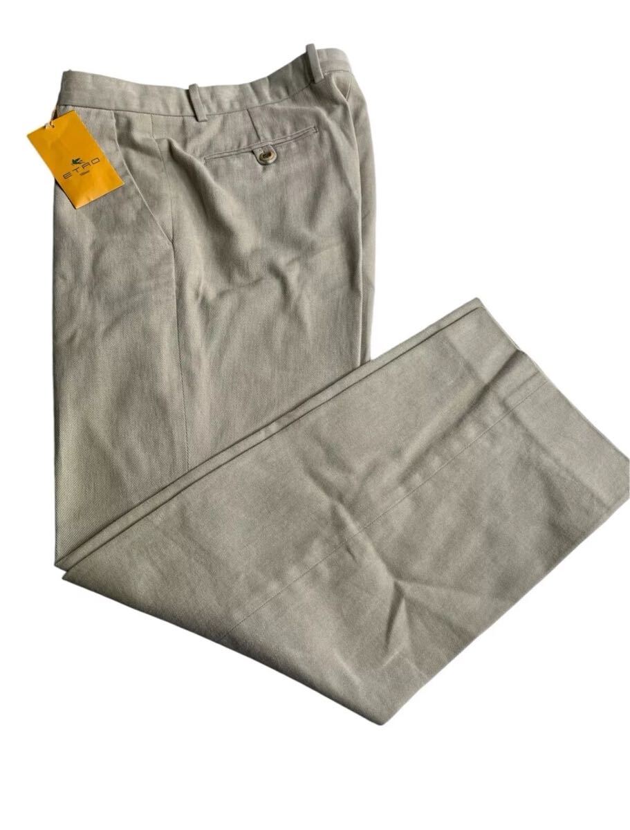 ETRO パンツ メンズ W34L30ベージュ コットン チノ カーキ フラットフロントフレックス イタリア製_画像2