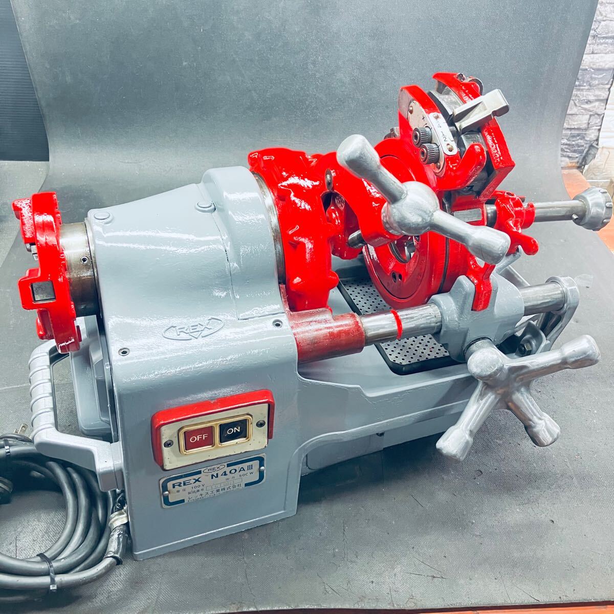 ★自動切り上げ動作OK★レッキス REX ダイヘッド T35 パイプマシン ねじ切り機 チェーザなし パーツ 中古 m0406-7 REX レッキス ねじ切り機用自動切り上げダイヘッド 1~2インチ用 中古