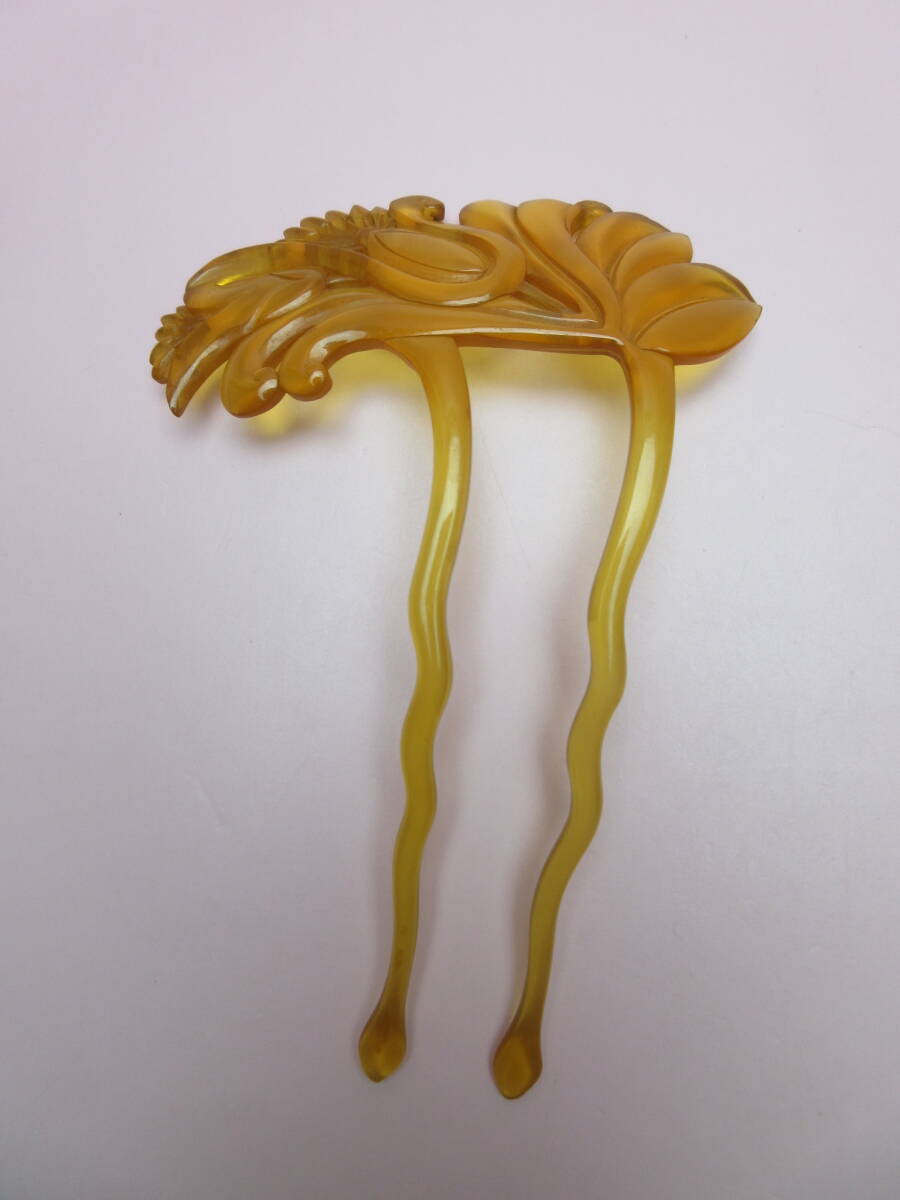 アンティーク簪　鼈甲　透かし彫り　希少品 アンティーク べっ甲 鼈甲 かんざし 簪 菊 透かし彫り 和装 長さ