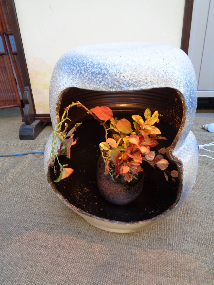 信楽焼⑯ 陶器の照明/和風照明 屋内灯 ダルマ型 展示品