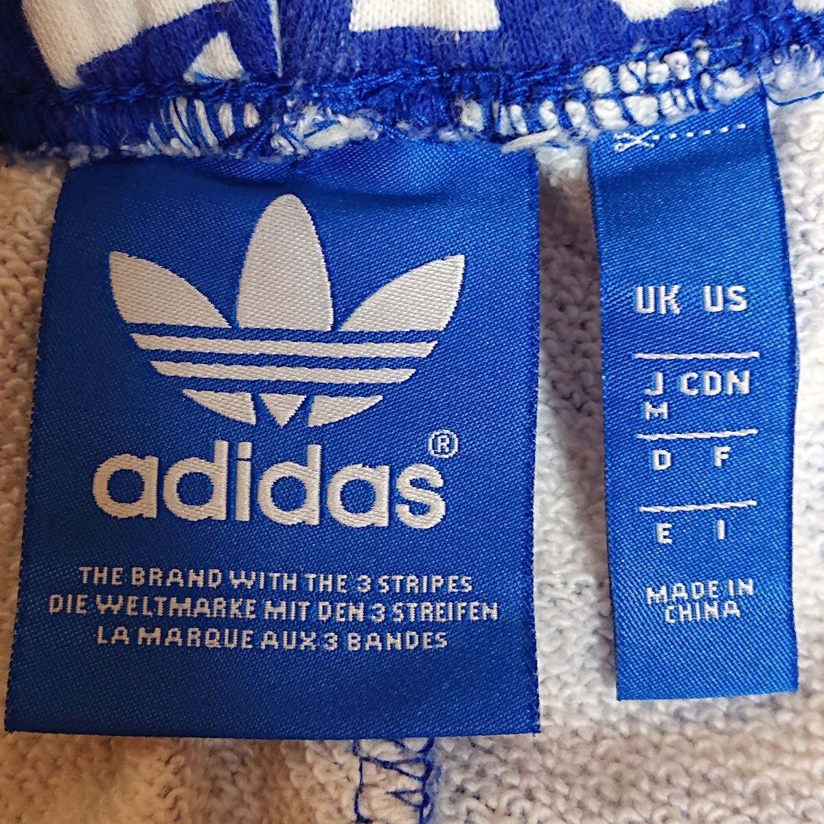 h766gg adidas (アディダス) サイズM ハーフパンツ 総柄 ブルー×ホワイト レディース スポーツ ランニング スウェット 綿100% カジュアル
