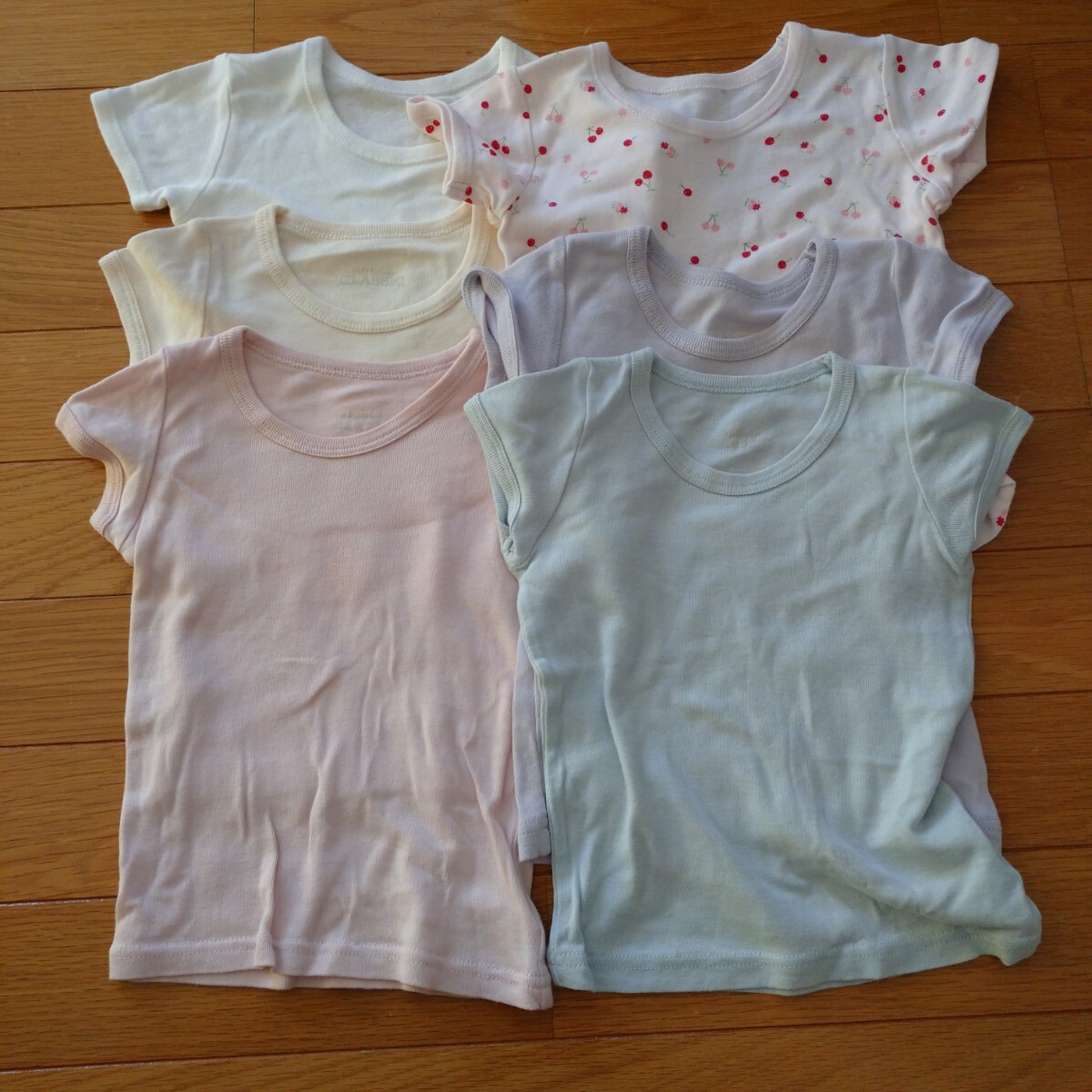 即決!トップバリュー女児90cm半袖Tシャツ6枚パステルカラーさくらんぼ柄