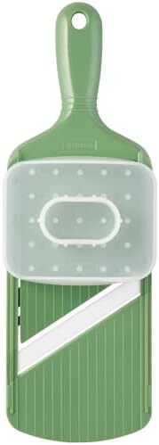 スライサー セラミック サビない 薄切り 除菌漂白 OK 3段階 厚み調節機能 ボタニカルグリーン プロテクター付き