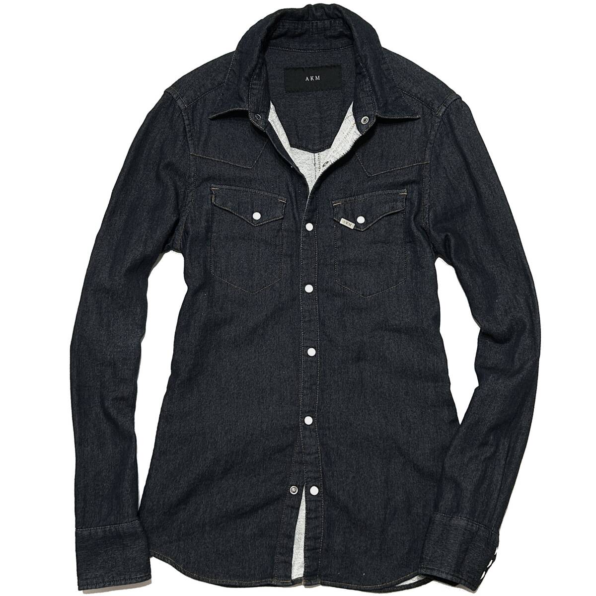 定価4 2万 AKM STRETCH 7OZ SNAP SLUB DENIM SHIRT M インディゴ 定価4 2万 AKM STRETCH 7OZ SNAP SLUB DENIM SHIRT M インディゴ