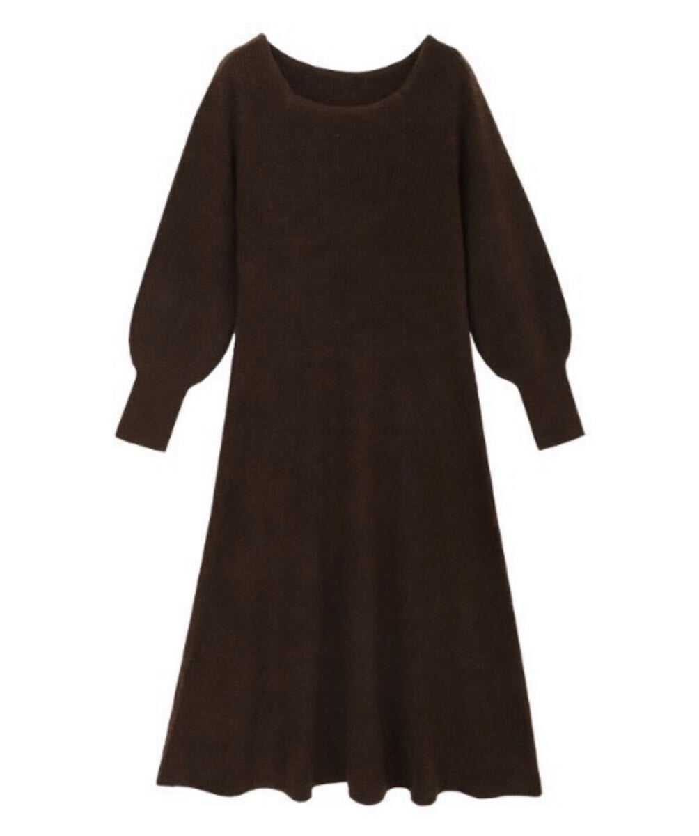 フレアニットワンピース ブラウン_画像4