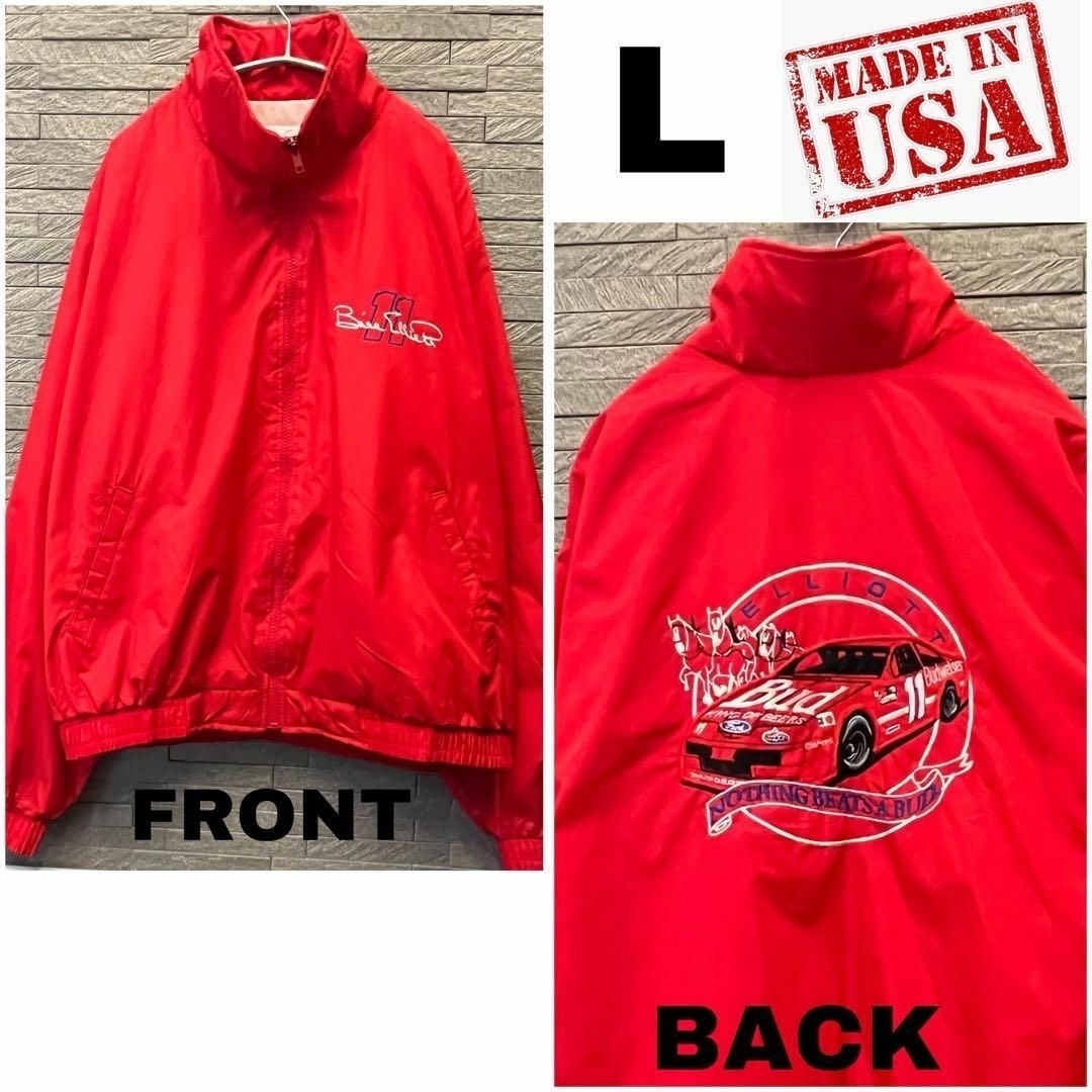 Motorsport Traditions BILL ELLIOT バドワイザー メンズ ウィンドブレーカー ナイロンジャケット Lサイズ レッド・赤 アウター