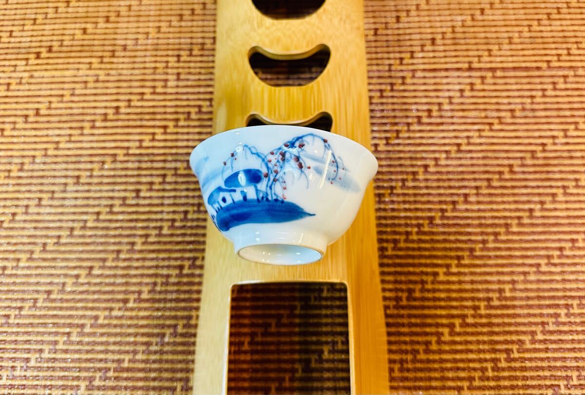 中国美術 青花染付 景徳窯貴和祥 貴和祥製山水風景茶杯 極上品