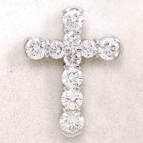 Y9200★Pt900 天然ダイヤモンド 1.00ct クロスペンダントトップ★2.4g 仕上げ済み_画像1