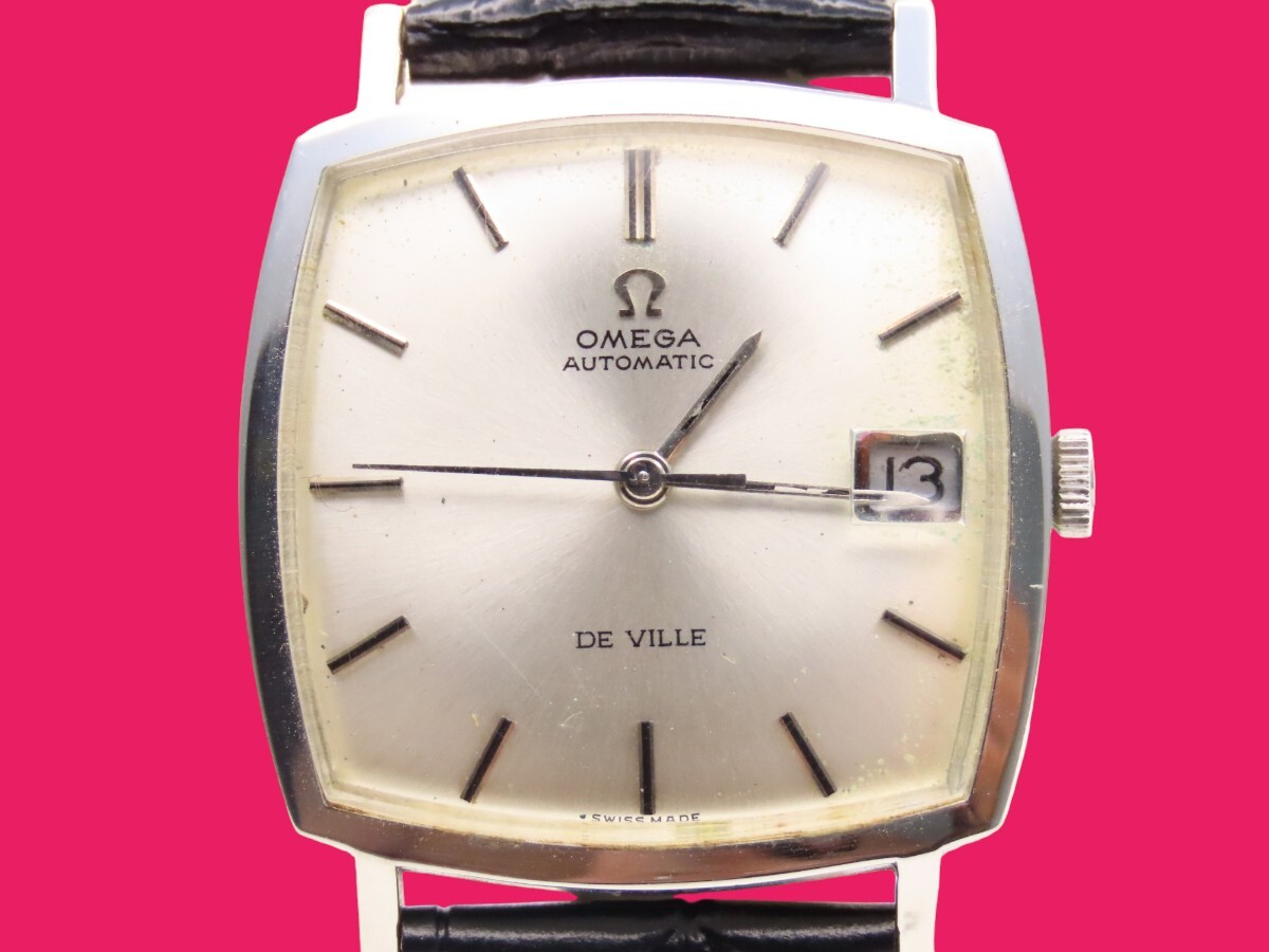 ■♪価格高騰! 資産価値！ 稼働 メンズ ビンテージ 高級超レア！ OMEGA オメガ Deville デビル デート オートマ ベルト新品 尾錠純正