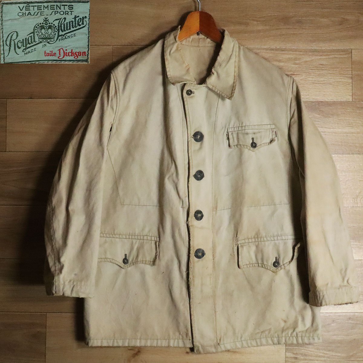 A2Y/Y7.30-2 40s~50s French Vintage Royal Hunter toile Dickson hunting jacket Vintage 50 white group 