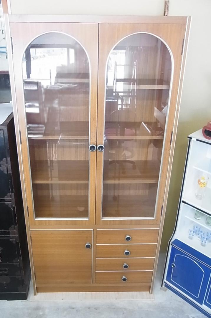 昭和家具　レトロポップ☆アーチ窓　ダブル　食器棚　飾り棚　陳列棚