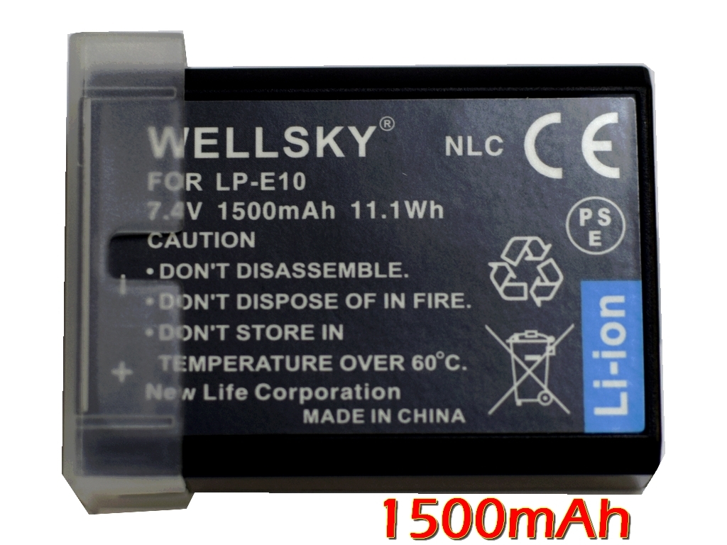LP-E10 [新品] 2個(gè) 互換バッテリー 1500mAh 純正品と同じよう使用可能 殘量表示可能 Canon 一眼レフカメラ イオス EOS Kiss X70 Kiss X80