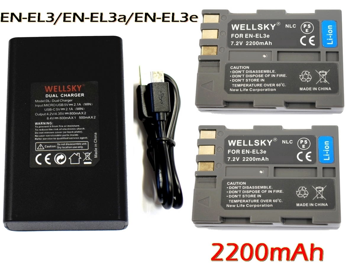 EN-EL3e EN-EL3a EN-EL3 互換バッテリー2個 MH-18 MH-18a Dual Type-C USB 急速互換充電器 バッテリーチャージャー1個 Nikon ニコン D700
