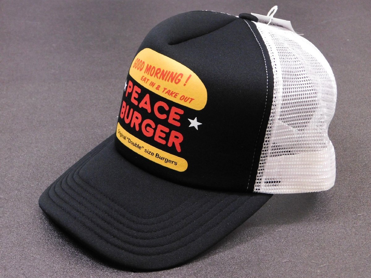 ◆送料\450◆【ピースキャップ・PEACE CAP】※《PUP-16 ／ ブラック×ホワイト》　メッシュキャップ　アメカジ　アメリカン雑貨