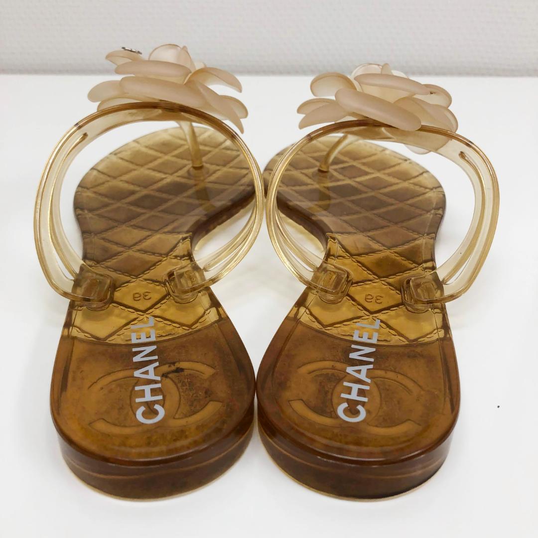 美品 CHANEL カメリア ココマーク ラバーサンダル サイズ39 美品 CHANEL カメリア ココマーク ラバーサンダル サイズ39