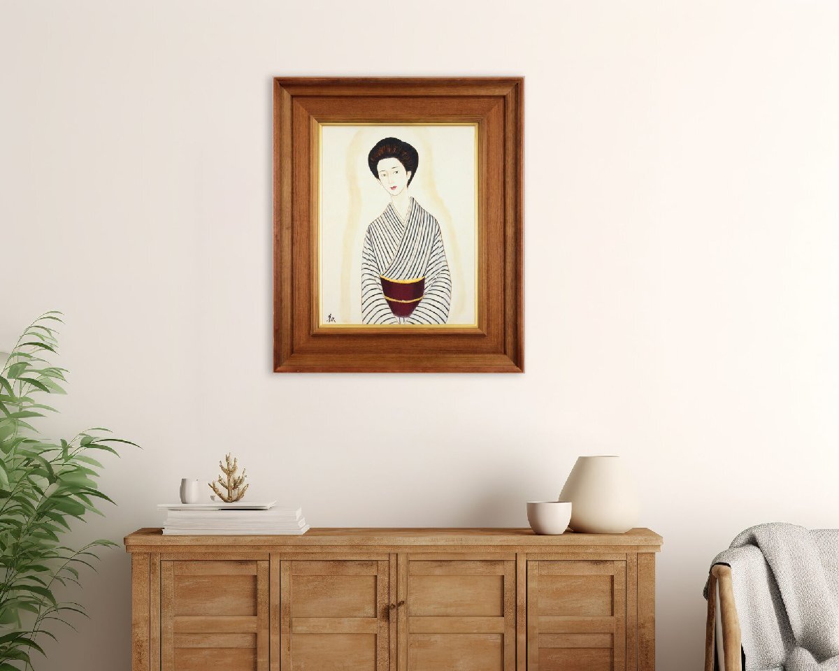 絵画 川瀬紀深子 油絵・油彩画 『粋な女』 人物 美人 一点物